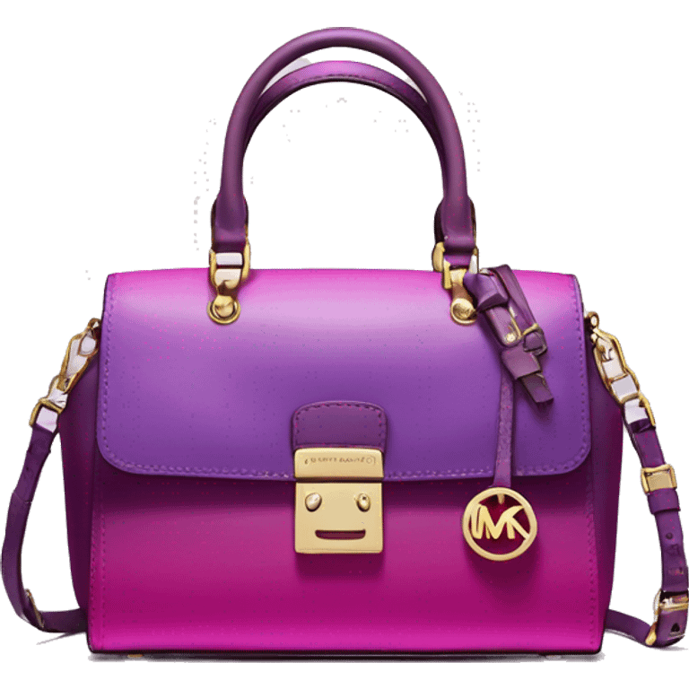 Realistic isolated magenta to purple ombre Michael kors satchel purse.  emoji