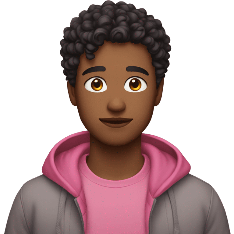 26yo boy with short curly dark hair pink on the sides emoji