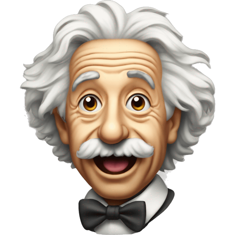 Round face Albert Einstein with opened mouth like wow  emoji