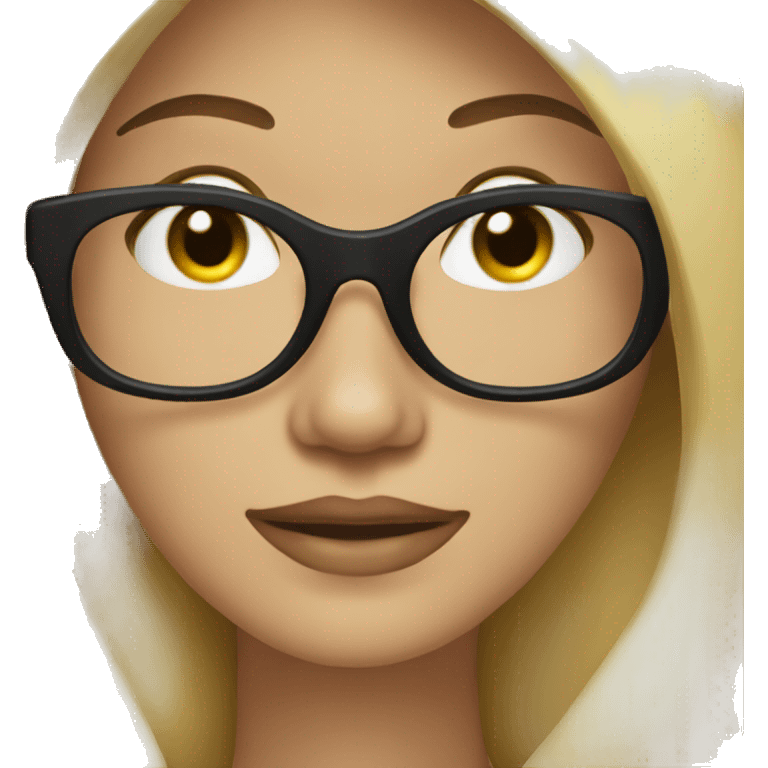 blonde woman with black glasess and long black hair emoji