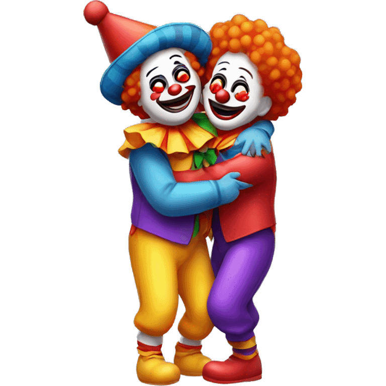 two clown emojis hugging emoji