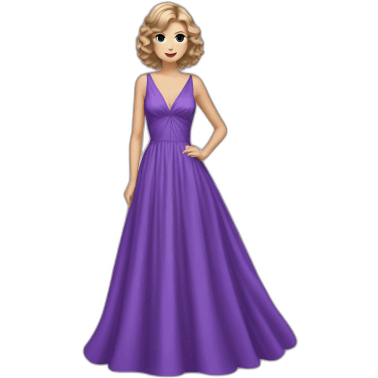 Taylor Swift with a big violet dress emoji