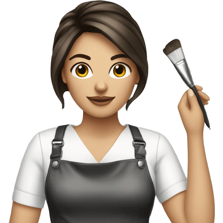 Brunette hairstylist  painting ha emoji