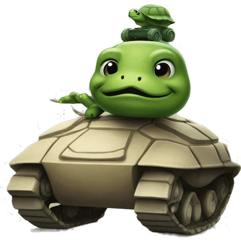 The turtle emoji with a tank for a head emoji