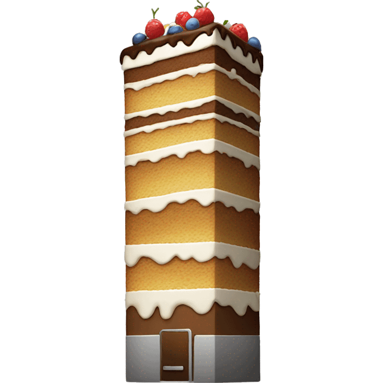 a tall cake with an elevator emoji