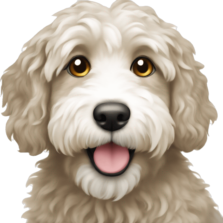 Beige and white Aussiedoodle  emoji