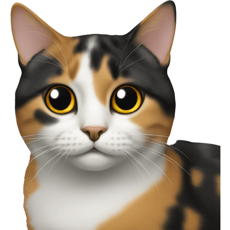 A tricolour cat with a black spot on its nose emoji