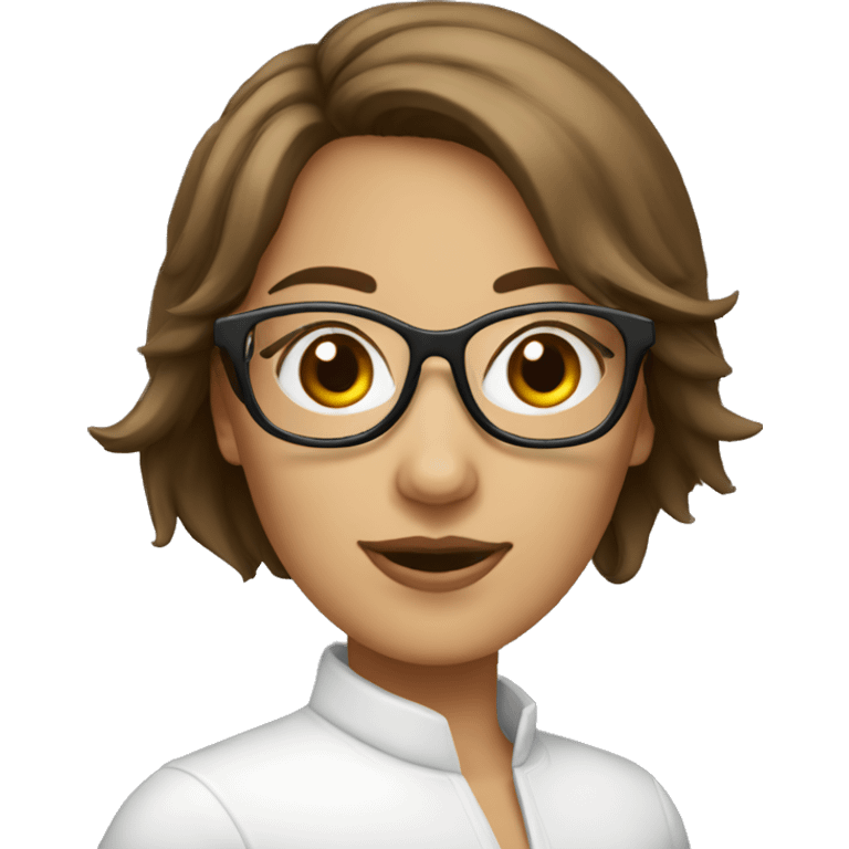 femme blanche brune avec des lunettes emoji