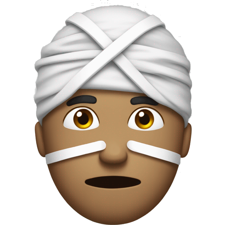 Sad Man with bandage strapped to his head because of a toothache  emoji