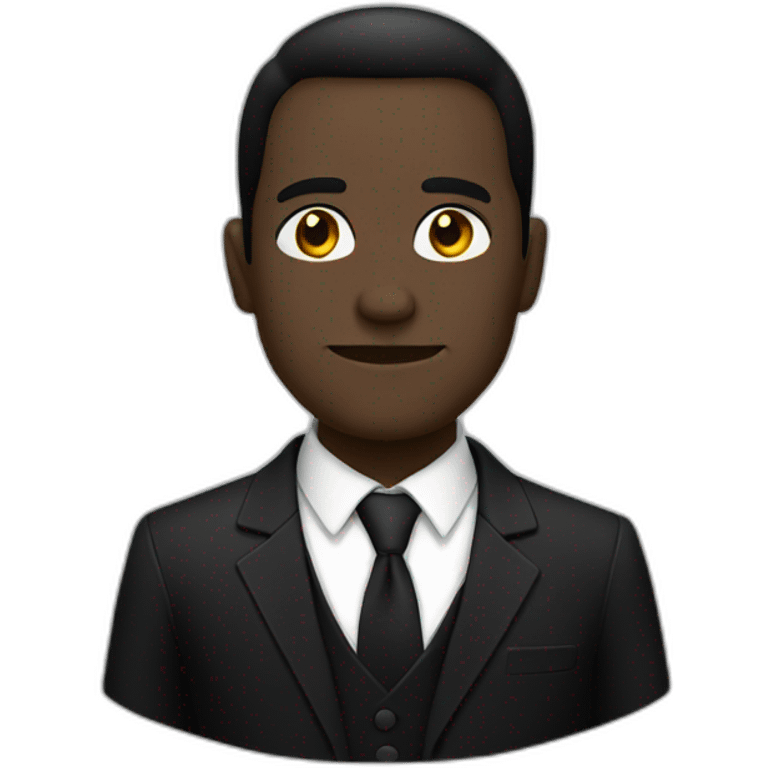 Dark character wearing black suit emoji