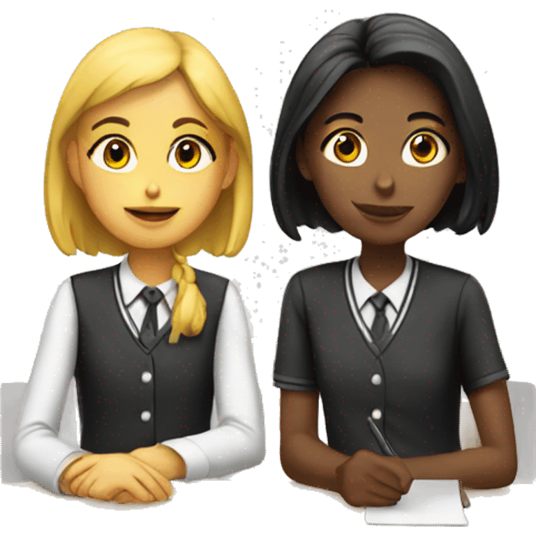 Two schoolgirl at the table emoji