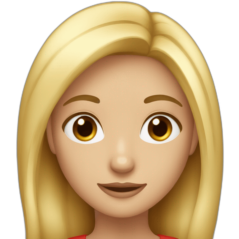 Blond and brown hairs girl red wear giving order emoji