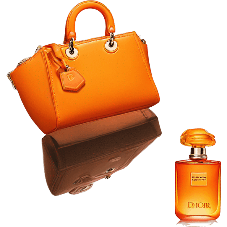 Orange dior perfume with orange Dior purse emoji