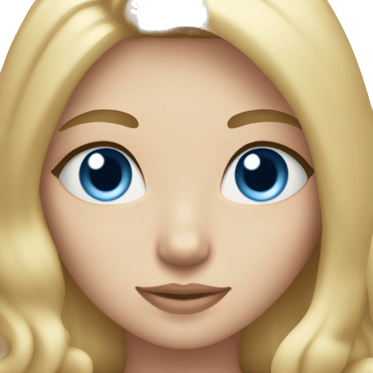 Blonde girl with blue eyes and cat emoji