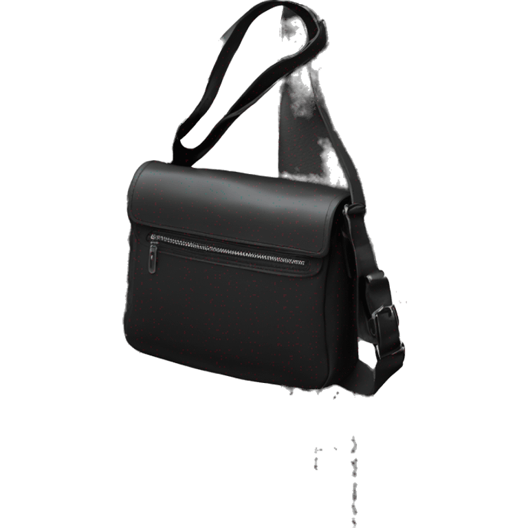 Leather over the shoulder bag black with many pockets emoji