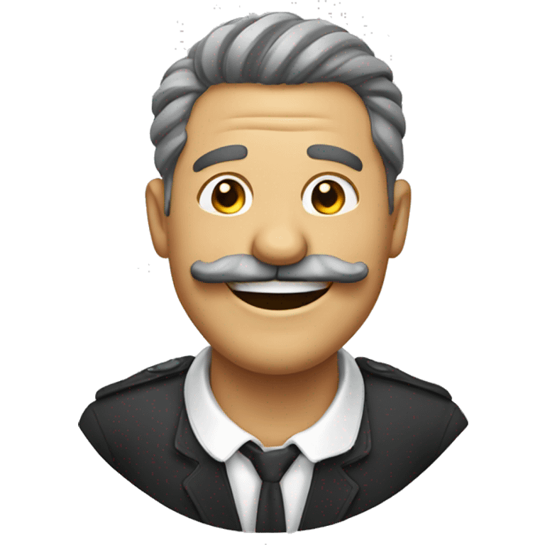 Man with funny mustache laughing. emoji