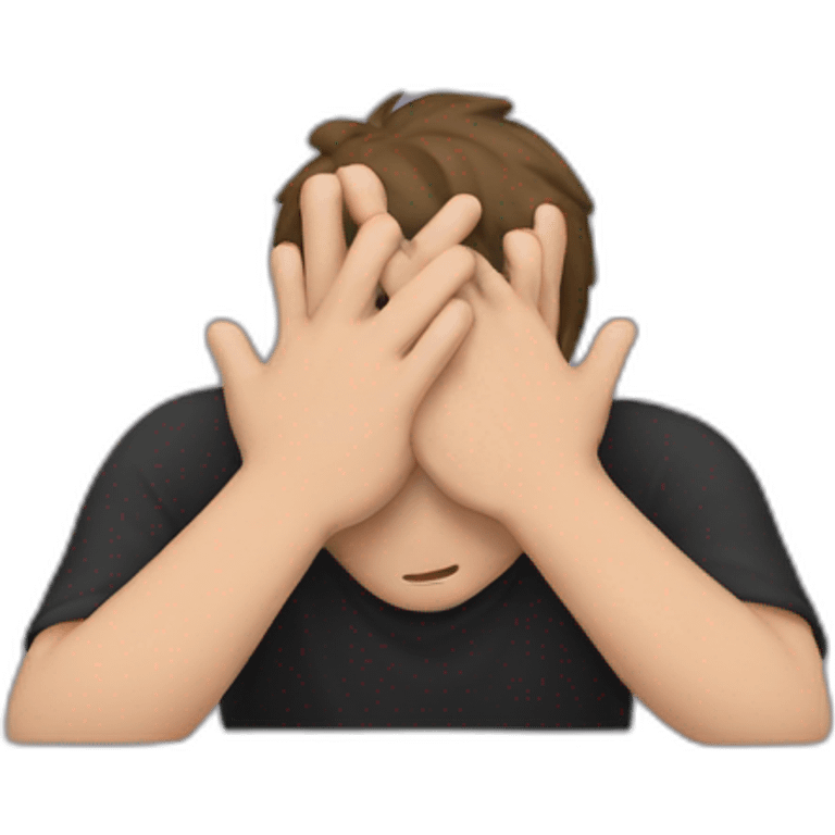 man hiding his face using hands, shy emoji