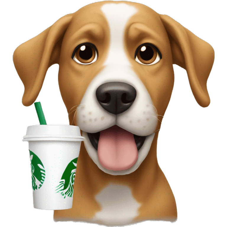 Dog drinking starbucks emoji