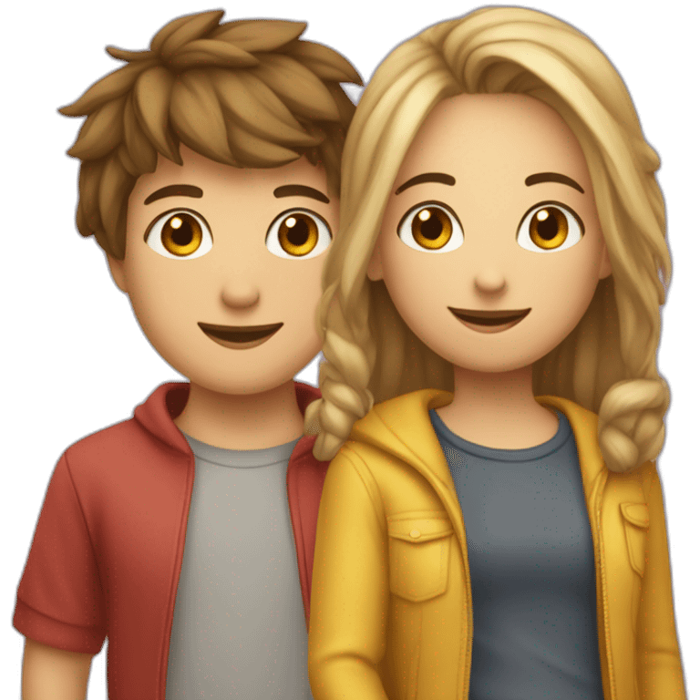 2 amoureux adolescents de la même couleur emoji