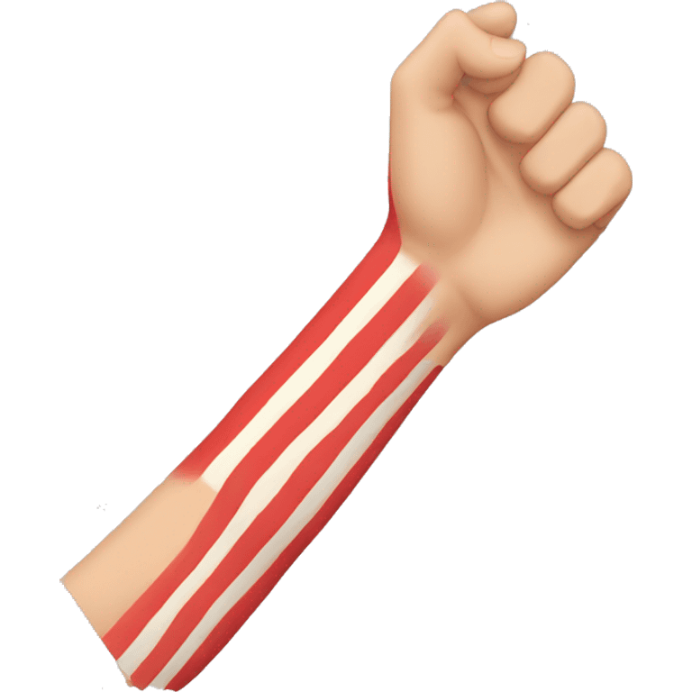 Skinny arm with multiple parallel straight red stripes emoji