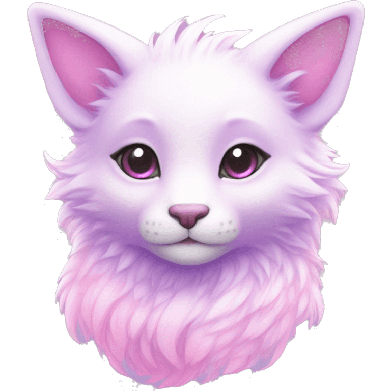 Kawaii colorful bright light pastel lilac-pink-white-gradient fantasy ethereal anthro fursona animal creature emoji