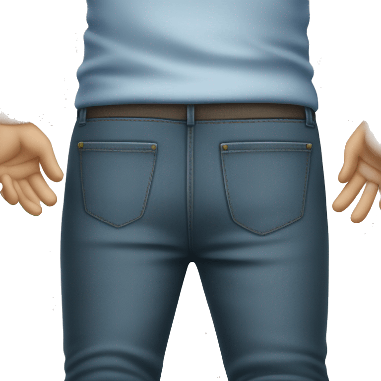 Hands in pants back pockets while sitting emoji