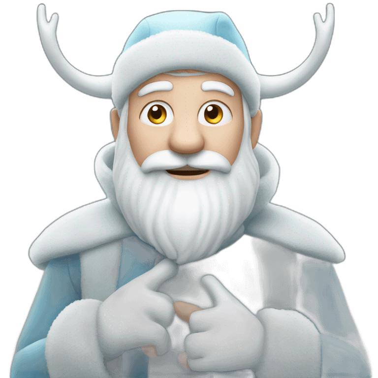 Father Frost with the hands taking sign of the Horns emoji