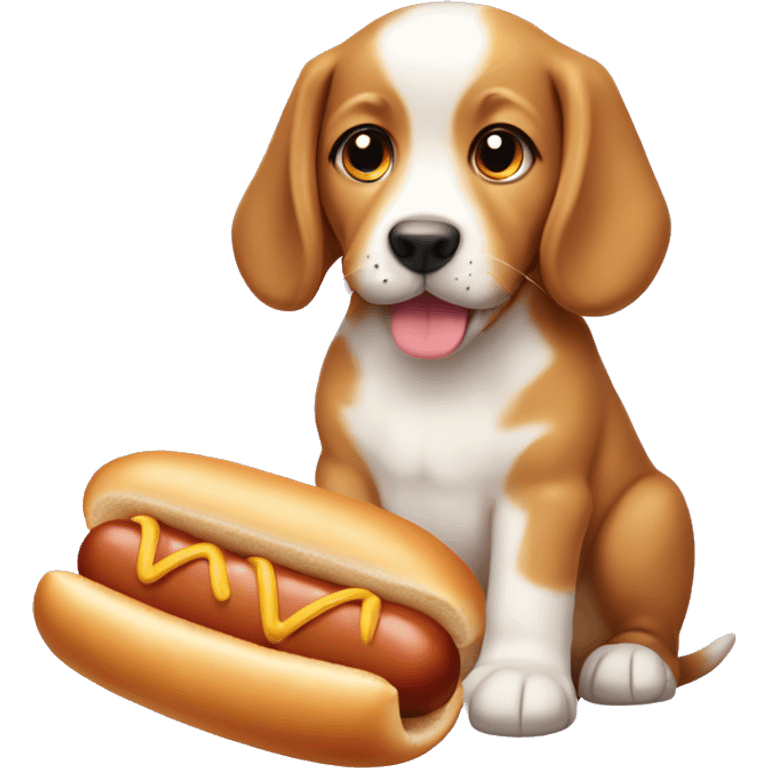 cute puppy in hot dog bread emoji