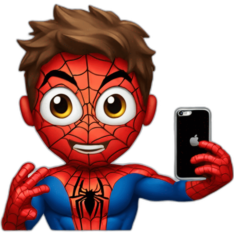 spiderman holding iphone emoji