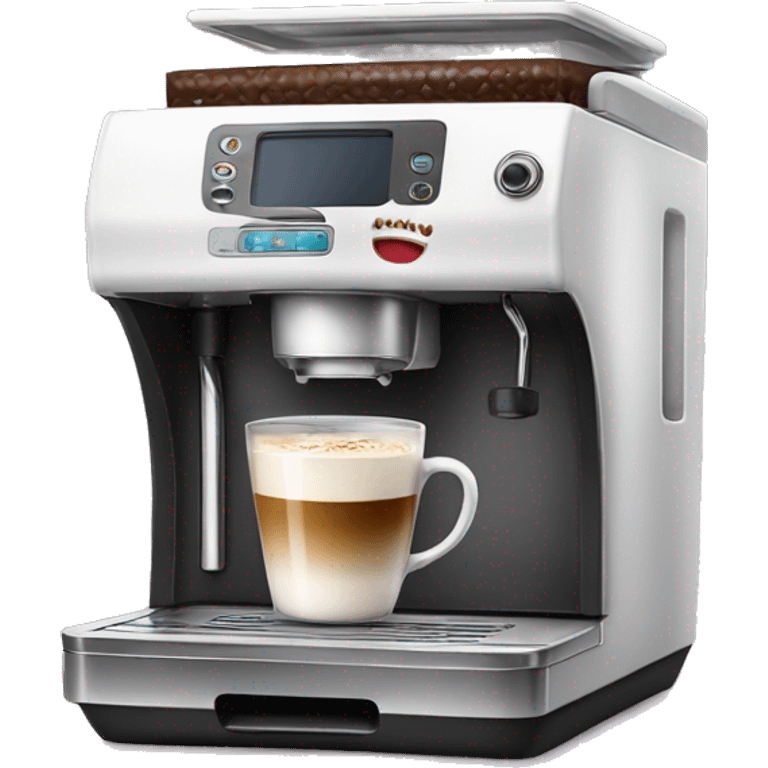 Coffee machine with mug and milk emoji