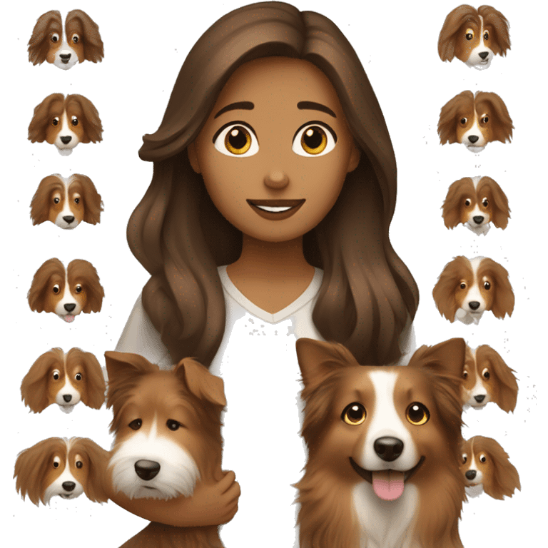 Brown haired girl with Sheltie dog emoji