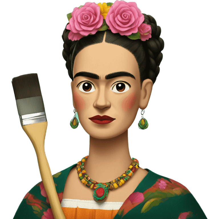 frida kahlo with paintbrush emoji