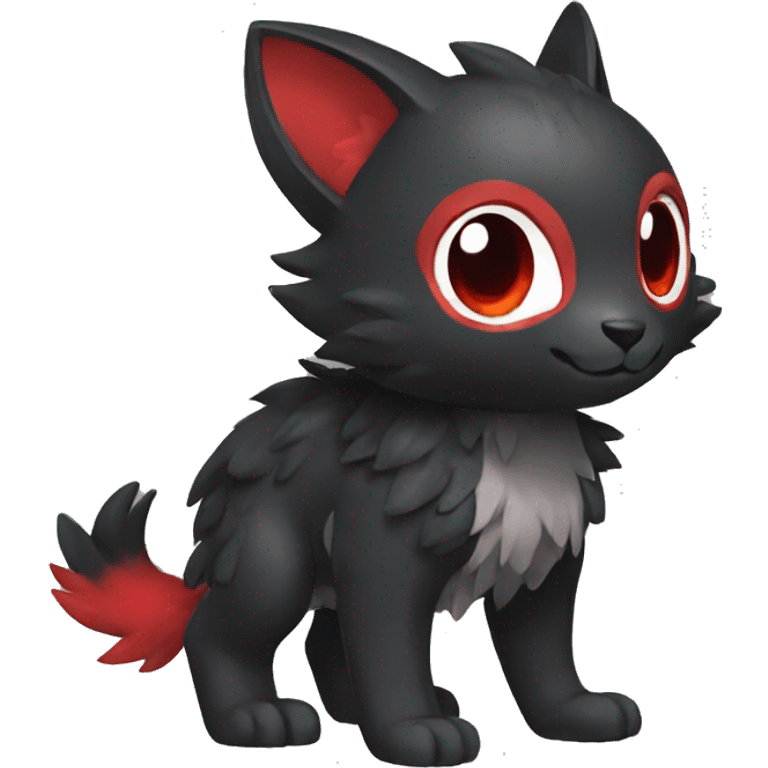 Cute cool black red animal hybrid Fakemon full body emoji