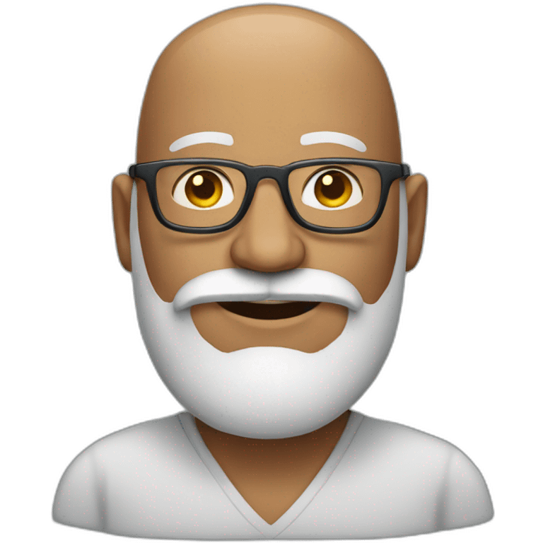 Shiny Bald Indian man  with big grey beard and glasses emoji