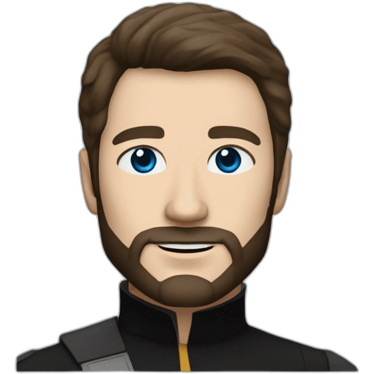 Startrek Handsome white man from Star Trek with Blue eyes and short brown hair and black beard startrek emoji