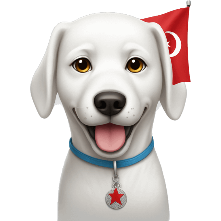 A white dog with a Turkish flag emoji