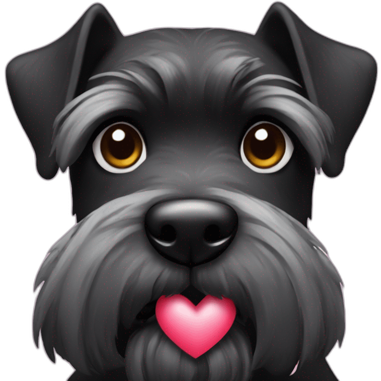 Black schnauzer with heart's eyes emoji