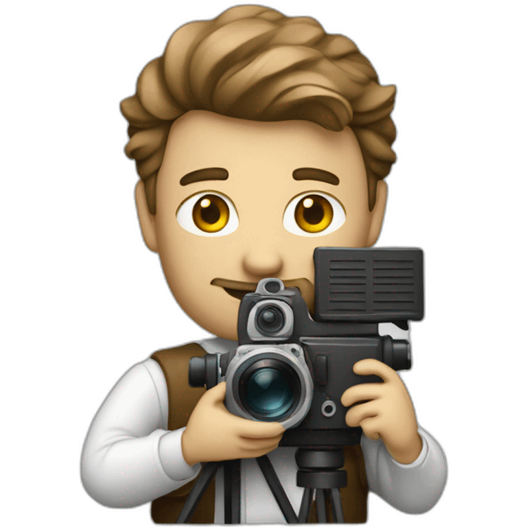 White film director holding a cinema camera emoji