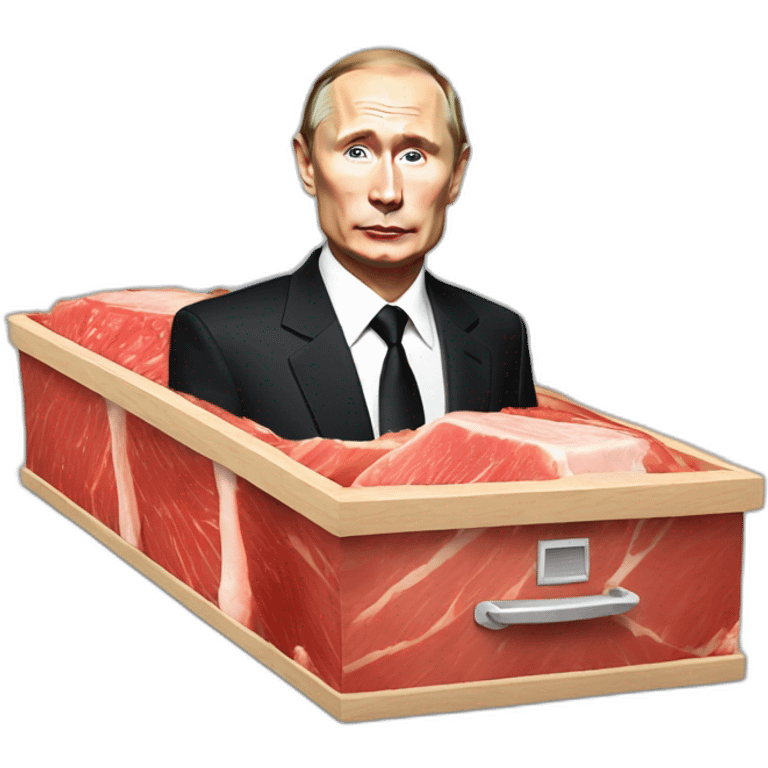 small vladimir putin coffin with meat cube emoji