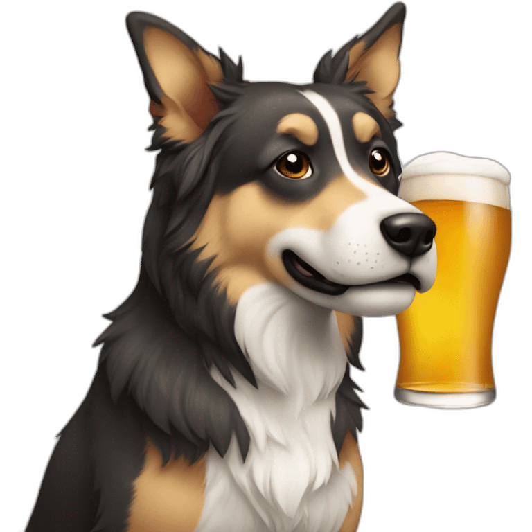 Chien qui tient une bière emoji