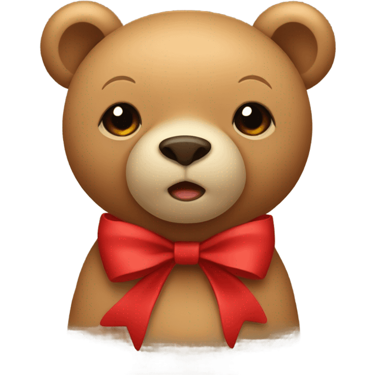 Light brown bear with red bow  emoji