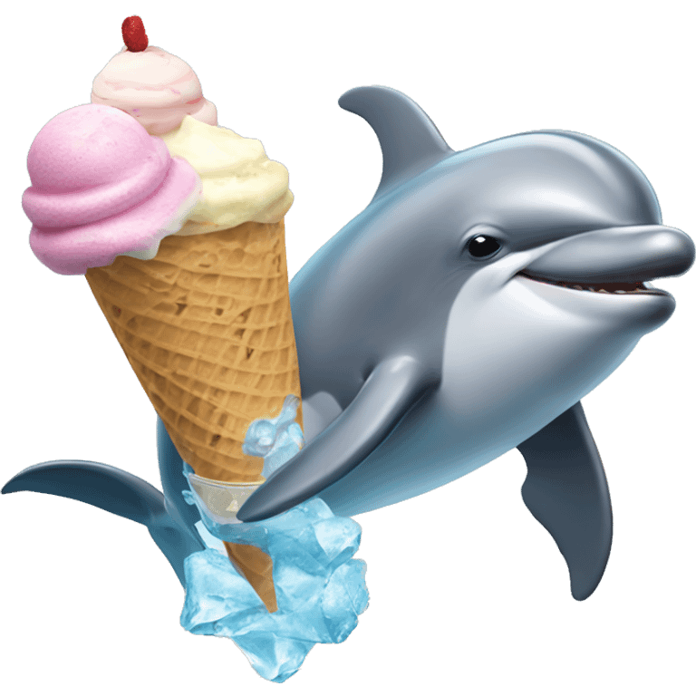 Dolphin eating ice cream while diving emoji