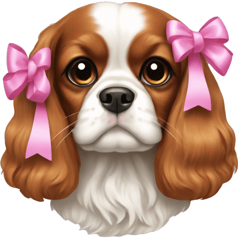 King Charles spaniel with a pink bow  emoji