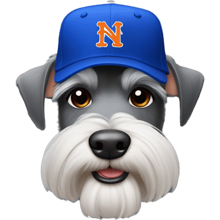 Schnauzer wearing Mets hat emoji