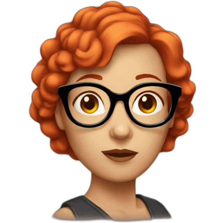 woman with short fire red hair and big glasses emoji