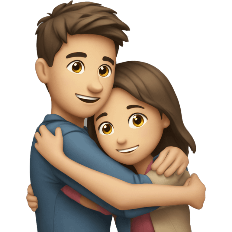 Boy and girl best friends hugging from long distance  emoji