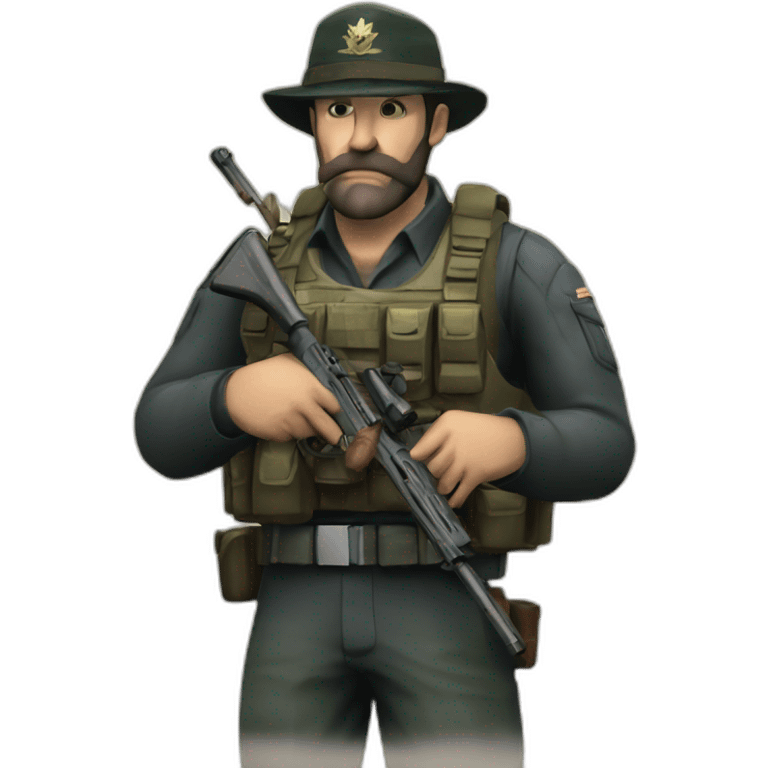 Captain price smoking a cigar while holding a rifle emoji