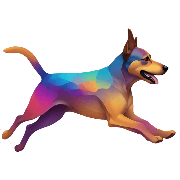 Vector art of a dog running made of vector multicoloured gradient shapes abstract shapes vector art emoji