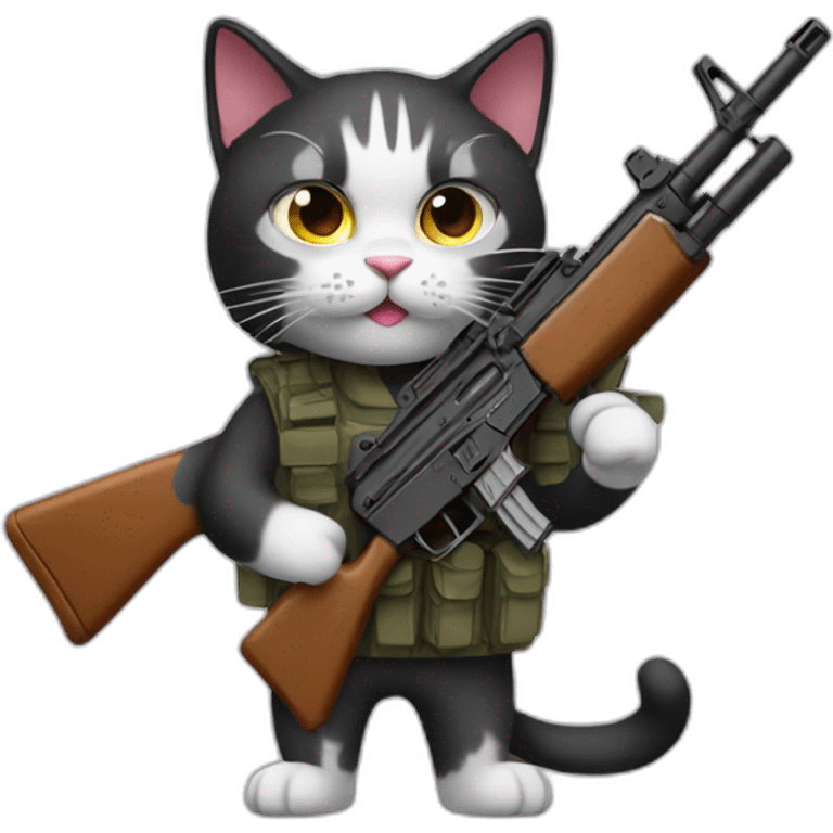 A cat with a AK-47 emoji