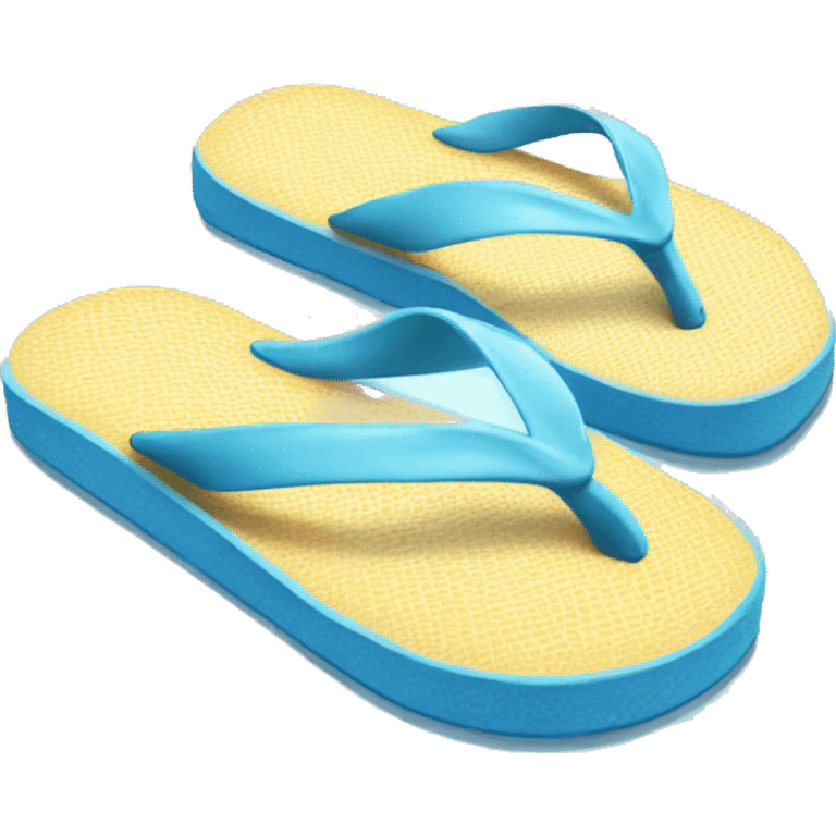 Realistic light blue pair of summer flip flops isolated. emoji